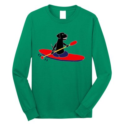 Cool Funny Black Labrador Retriever Kayakaking Long Sleeve Shirt