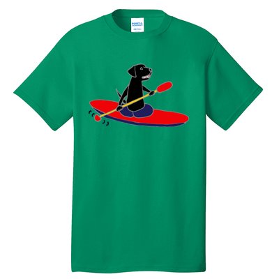 Cool Funny Black Labrador Retriever Kayakaking Tall T-Shirt