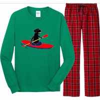 Cool Funny Black Labrador Retriever Kayakaking Long Sleeve Pajama Set