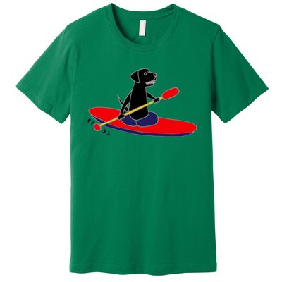 Cool Funny Black Labrador Retriever Kayakaking Premium T-Shirt