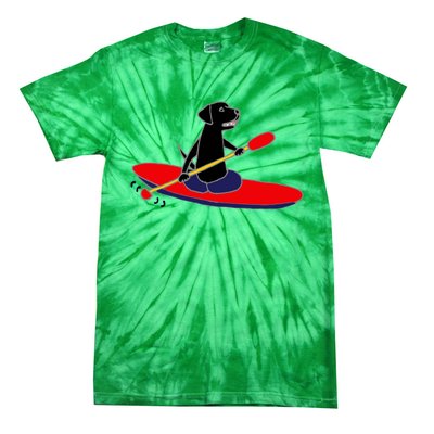 Cool Funny Black Labrador Retriever Kayakaking Tie-Dye T-Shirt