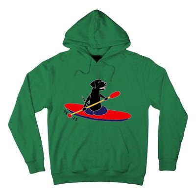 Cool Funny Black Labrador Retriever Kayakaking Tall Hoodie