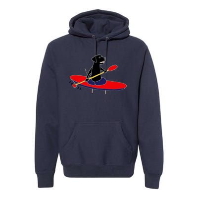 Cool Funny Black Labrador Retriever Kayakaking Premium Hoodie