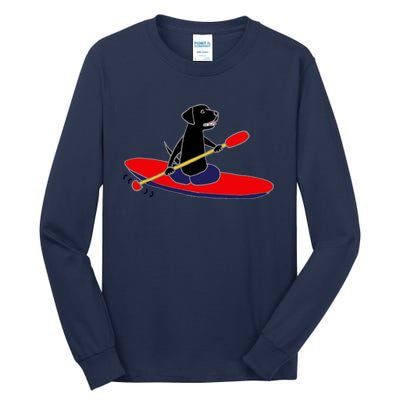 Cool Funny Black Labrador Retriever Kayakaking Tall Long Sleeve T-Shirt