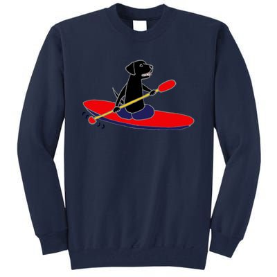 Cool Funny Black Labrador Retriever Kayakaking Tall Sweatshirt