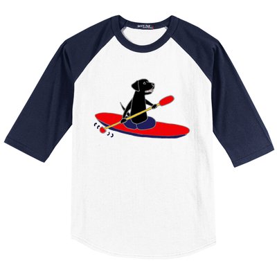 Cool Funny Black Labrador Retriever Kayakaking Baseball Sleeve Shirt