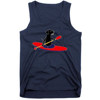 Cool Funny Black Labrador Retriever Kayakaking Tank Top