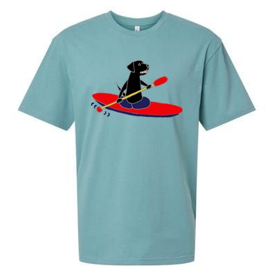 Cool Funny Black Labrador Retriever Kayakaking Sueded Cloud Jersey T-Shirt