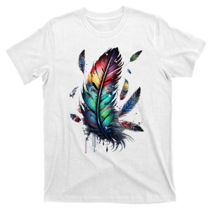 Colorful Feathers Boho Style Bird Native Americans Symbol T-Shirt