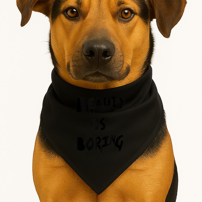 Cool Funny Beauty is Boring Nerd Geek Retro Graphic USA-Made Doggie Bandana