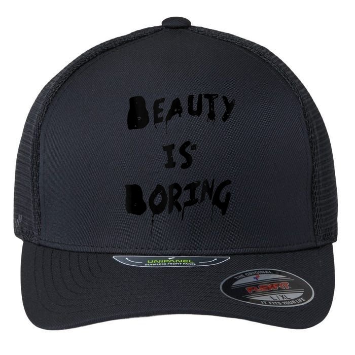 Cool Funny Beauty is Boring Nerd Geek Retro Graphic Flexfit Unipanel Trucker Cap