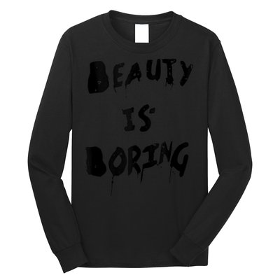 Cool Funny Beauty is Boring Nerd Geek Retro Graphic Long Sleeve Shirt