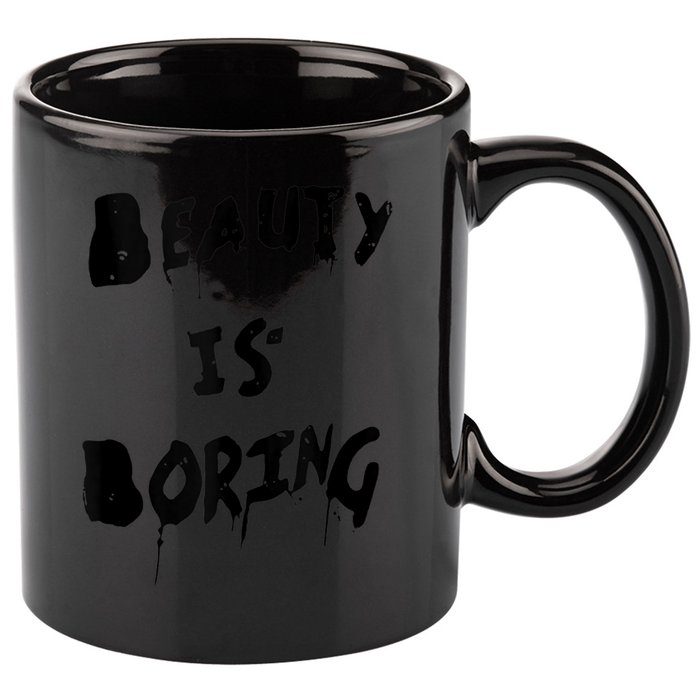 Cool Funny Beauty is Boring Nerd Geek Retro Graphic 11oz C Handle Ceramic Mug