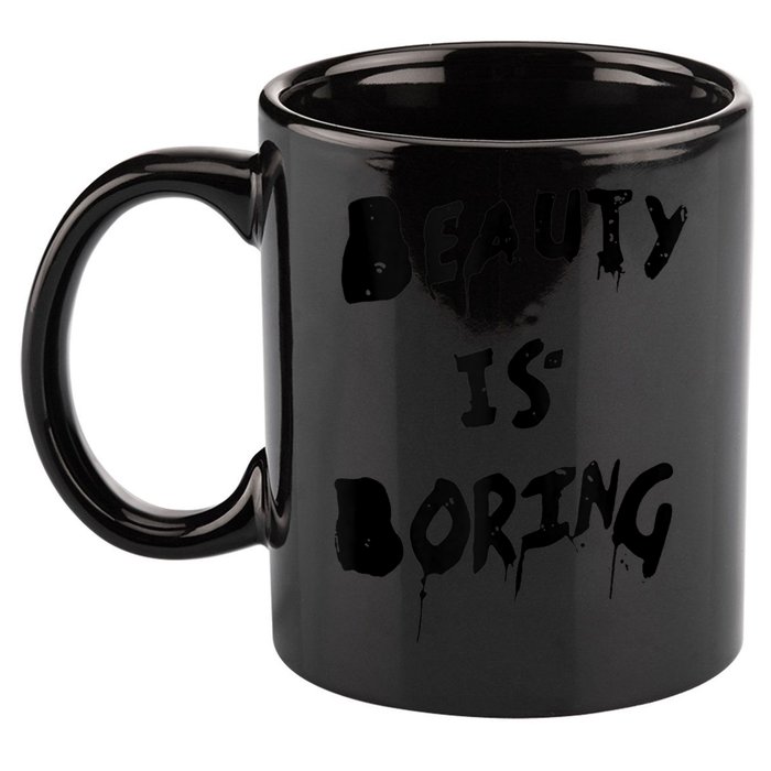 Cool Funny Beauty is Boring Nerd Geek Retro Graphic 11oz C Handle Ceramic Mug