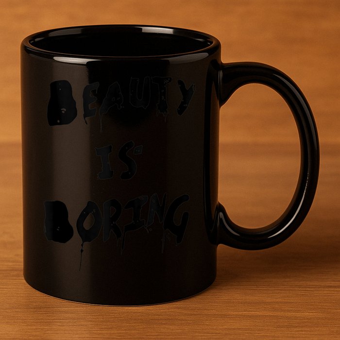 Cool Funny Beauty is Boring Nerd Geek Retro Graphic 11oz C Handle Ceramic Mug