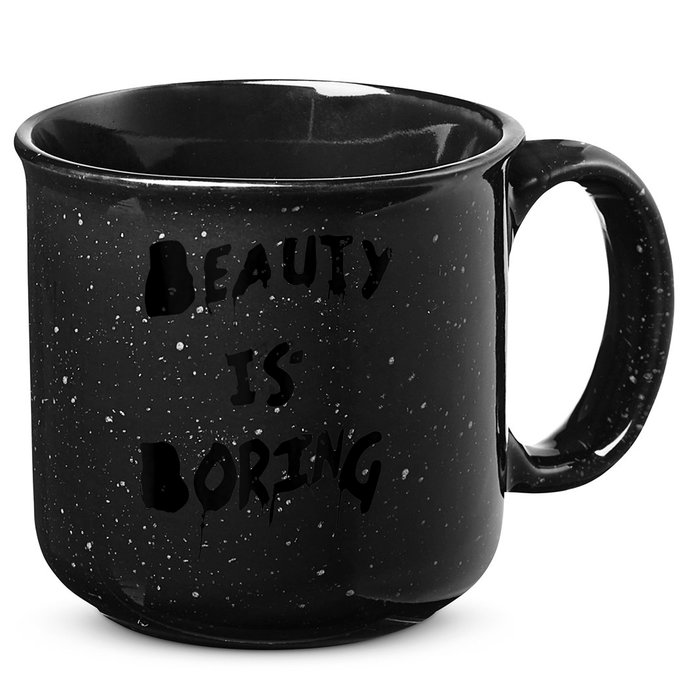Cool Funny Beauty is Boring Nerd Geek Retro Graphic 15oz Campfire Ceramic Mug