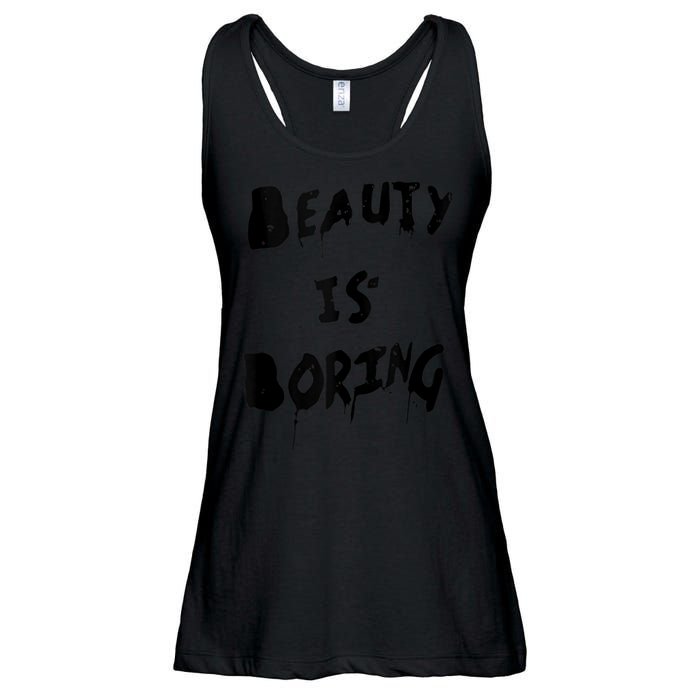 Cool Funny Beauty is Boring Nerd Geek Retro Graphic Ladies Essential Flowy Tank