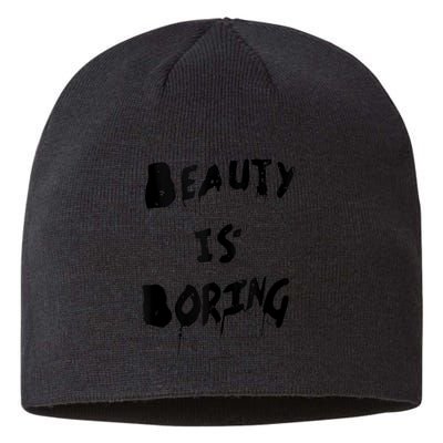 Cool Funny Beauty is Boring Nerd Geek Retro Graphic Sustainable Beanie