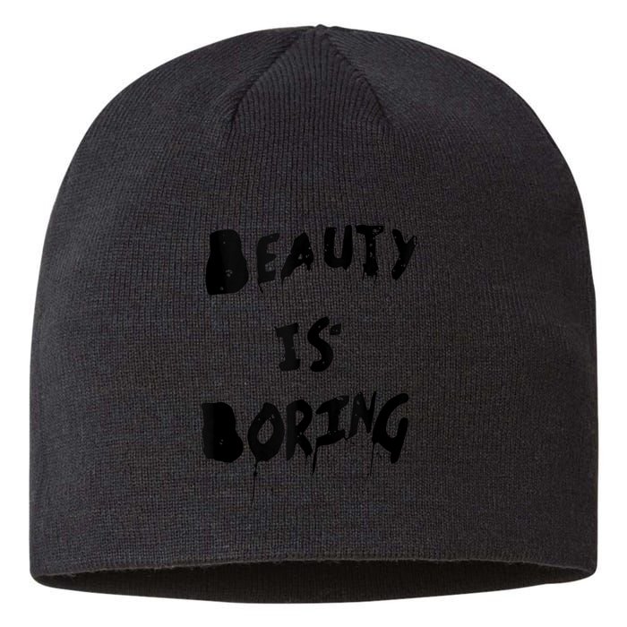 Cool Funny Beauty is Boring Nerd Geek Retro Graphic Sustainable Beanie