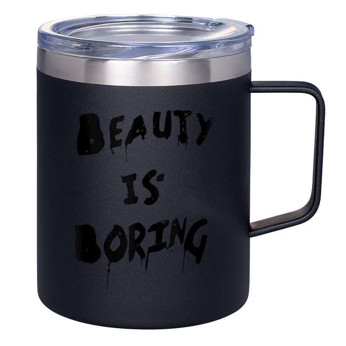 Cool Funny Beauty is Boring Nerd Geek Retro Graphic 12oz Stainless Steel Coffee Mug