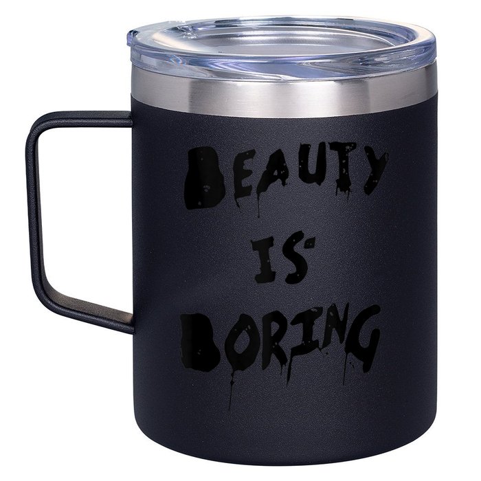 Cool Funny Beauty is Boring Nerd Geek Retro Graphic 12oz Stainless Steel Coffee Mug