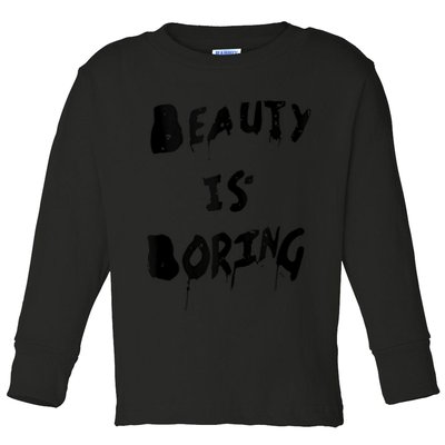 Cool Funny Beauty is Boring Nerd Geek Retro Graphic Toddler Long Sleeve Shirt