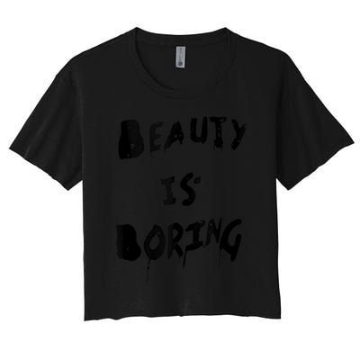 Cool Funny Beauty is Boring Nerd Geek Retro Graphic Crop Top