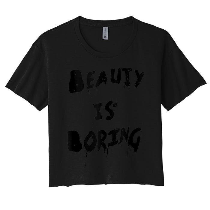 Cool Funny Beauty is Boring Nerd Geek Retro Graphic Crop Top