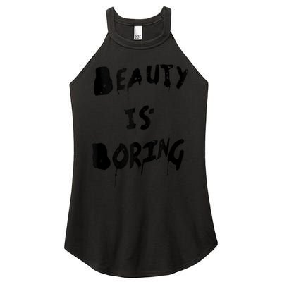 Cool Funny Beauty is Boring Nerd Geek Retro Graphic Women's Perfect Tri Rocker Tank