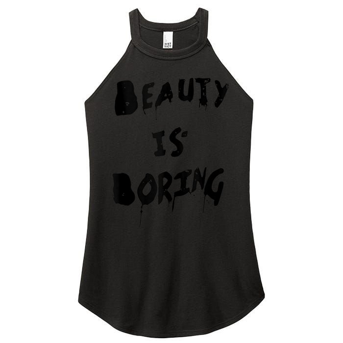 Cool Funny Beauty is Boring Nerd Geek Retro Graphic Women's Perfect Tri Rocker Tank
