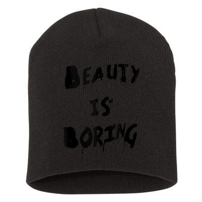 Cool Funny Beauty is Boring Nerd Geek Retro Graphic Short Acrylic Beanie