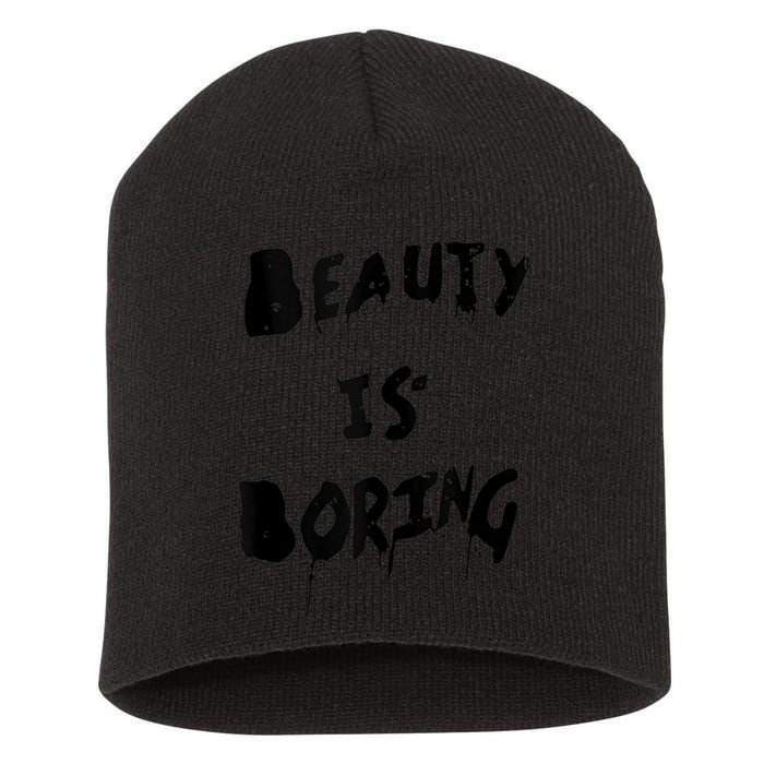 Cool Funny Beauty is Boring Nerd Geek Retro Graphic Short Acrylic Beanie