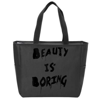 Cool Funny Beauty is Boring Nerd Geek Retro Graphic Zip Tote Bag