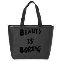 Cool Funny Beauty is Boring Nerd Geek Retro Graphic Zip Tote Bag