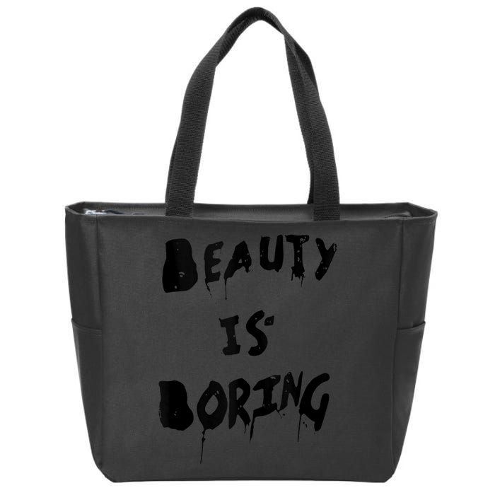 Cool Funny Beauty is Boring Nerd Geek Retro Graphic Zip Tote Bag