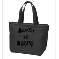 Cool Funny Beauty is Boring Nerd Geek Retro Graphic Zip Tote Bag