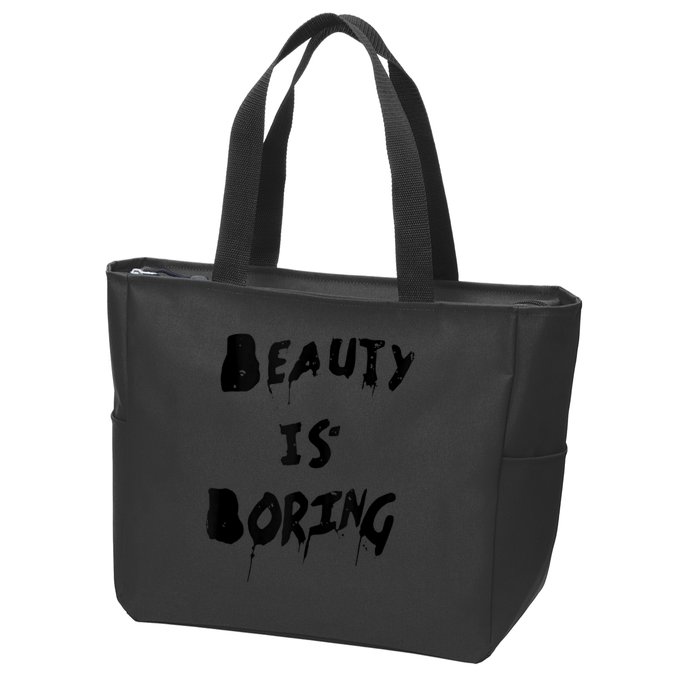 Cool Funny Beauty is Boring Nerd Geek Retro Graphic Zip Tote Bag