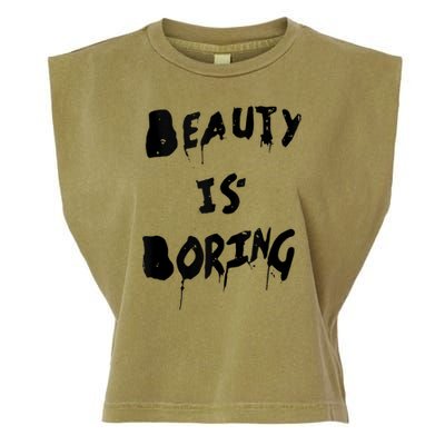 Cool Funny Beauty is Boring Nerd Geek Retro Graphic Garment-Dyed Women's Muscle Tee