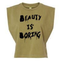 Cool Funny Beauty is Boring Nerd Geek Retro Graphic Garment-Dyed Women's Muscle Tee