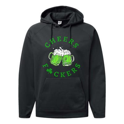 Cheers Fuckers Beer Gift Performance Fleece Hoodie