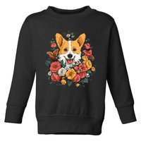 Corgi Flower Bouquet Toddler Sweatshirt