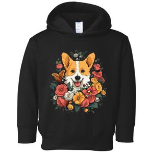 Corgi Flower Bouquet Toddler Hoodie