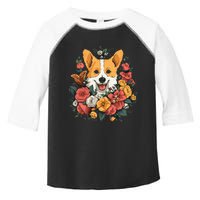 Corgi Flower Bouquet Toddler Fine Jersey T-Shirt