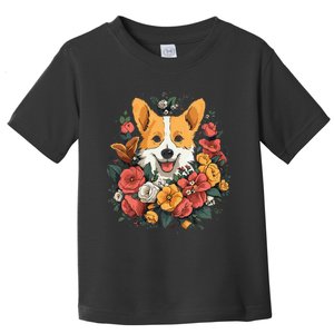 Corgi Flower Bouquet Toddler T-Shirt