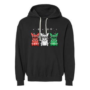 Christmas French Bulldogs Xmas Frenchie Dog Garment-Dyed Fleece Hoodie