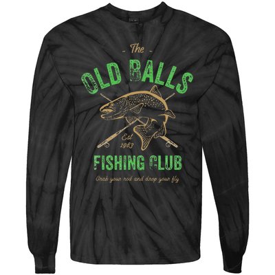 Cute Fishing Birthday Old Balls Club 1983s 40th Tie-Dye Long Sleeve Shirt