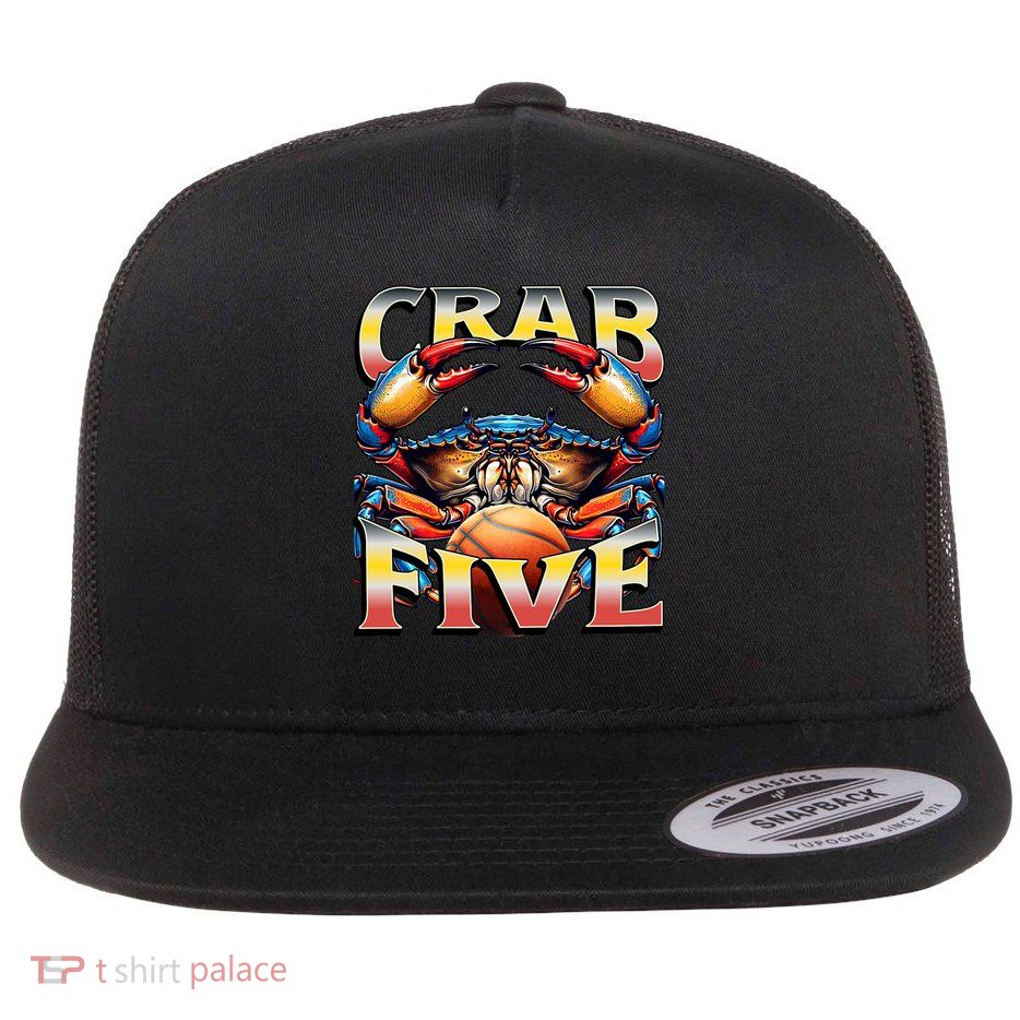 Crab Five Basketball, Maryland Blue Crab, State Flag Colors Flat Bill Trucker Hat