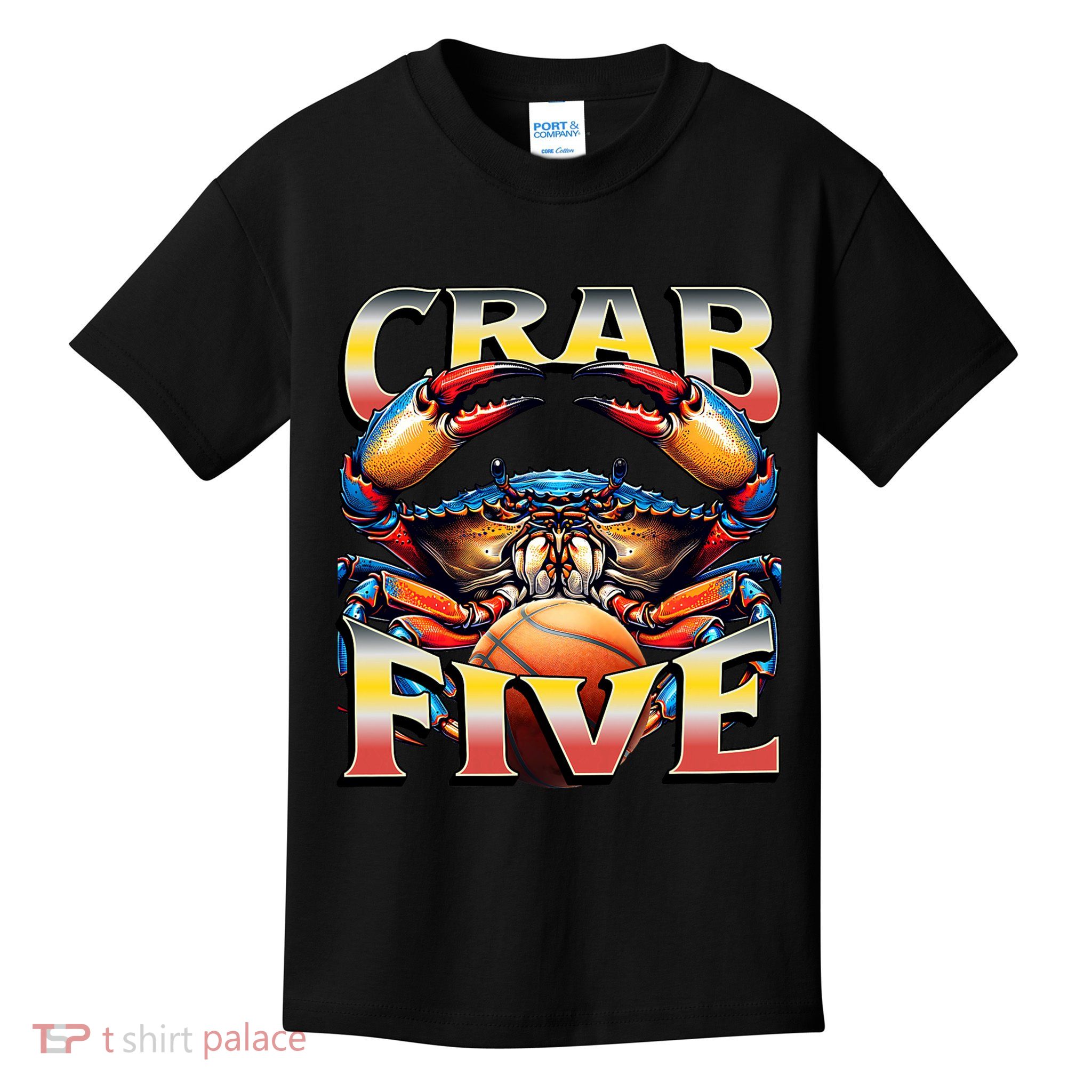 Crab Five Basketball, Maryland Blue Crab, State Flag Colors Kids T-Shirt