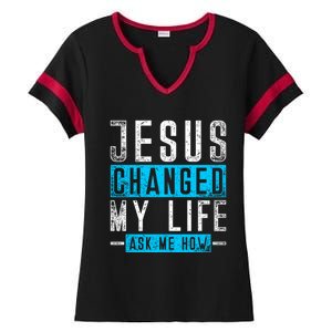 Christian Faith Bible Prayer God Savior Devotee Jesus Ladies Halftime Notch Neck Tee