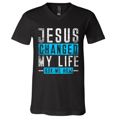 Christian Faith Bible Prayer God Savior Devotee Jesus V-Neck T-Shirt